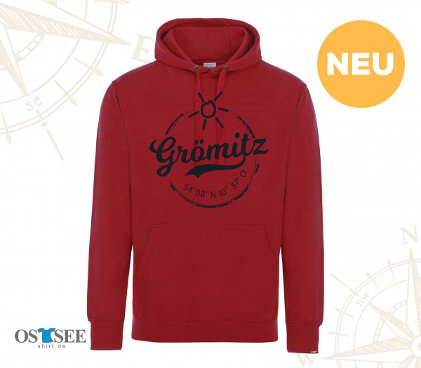 HOODIE - Rot - Grömitz Stempel Aufdruck