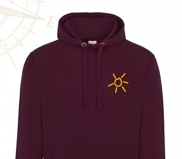 HOODIE - Weinrot - Grömitz Sonne Brustlogo