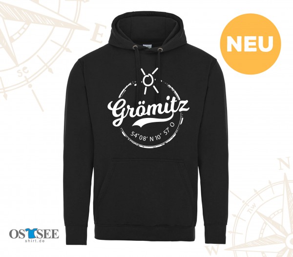 HOODIE - Schwarz - Grömitz Stempel Aufdruck