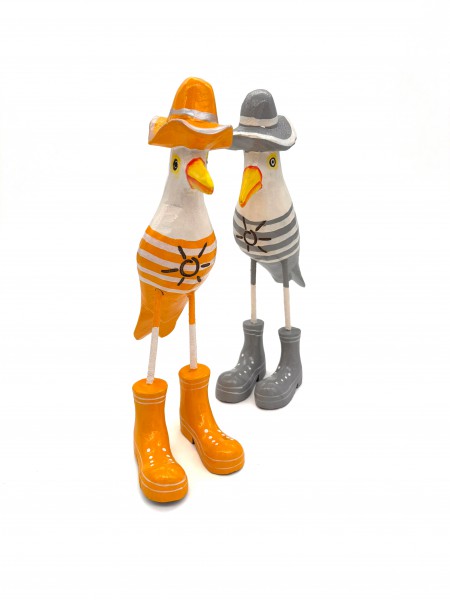 Möwe mit Stiefeln und Hut - Grömitz-Edition - Grau