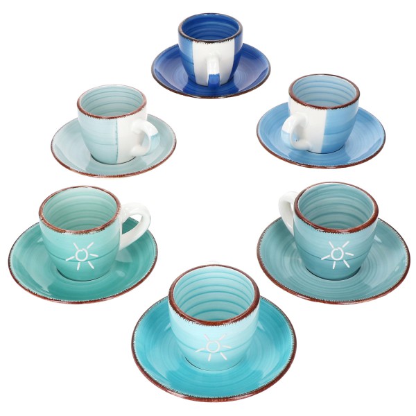 BLUE Espressotassen mit Untertasse im 6er-Set