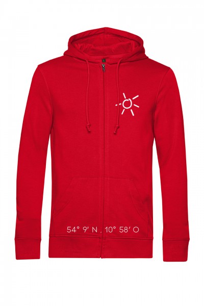 ORGANIC ZIPPED HOOD MIT SONNE - Rot