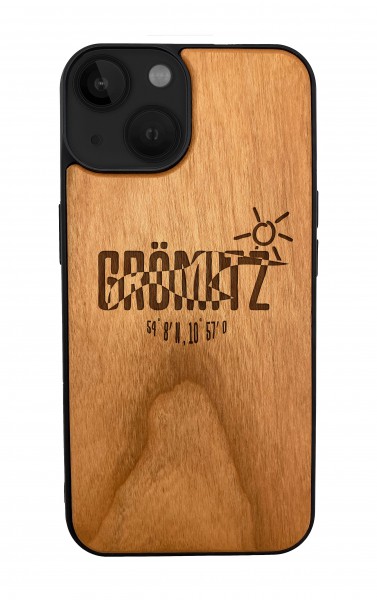 Samsung Hülle aus Holz mit Gravur Groemitz Moewe - Kirsche
