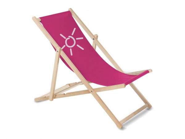 Sonnenplatz Liegestuhl aus Holz mit Wunschnamen - Pink