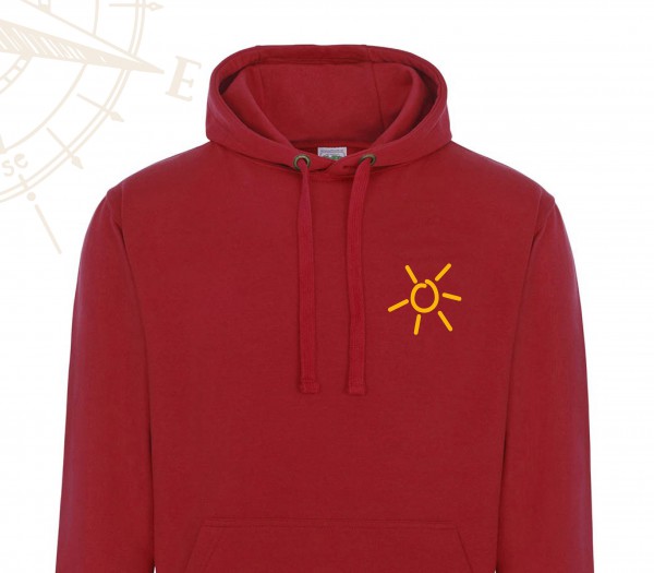 HOODIE - Rot - Grömitz Sonne Brustlogo