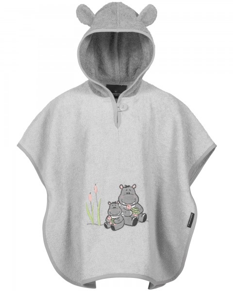 Morgenstern Badeponcho Baby Hippo Grau