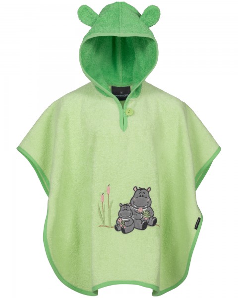 Morgenstern Badeponcho Baby Hippo Grün