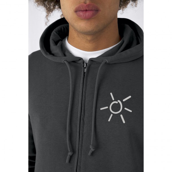 ORGANIC ZIPPED HOOD MIT SONNE - Black