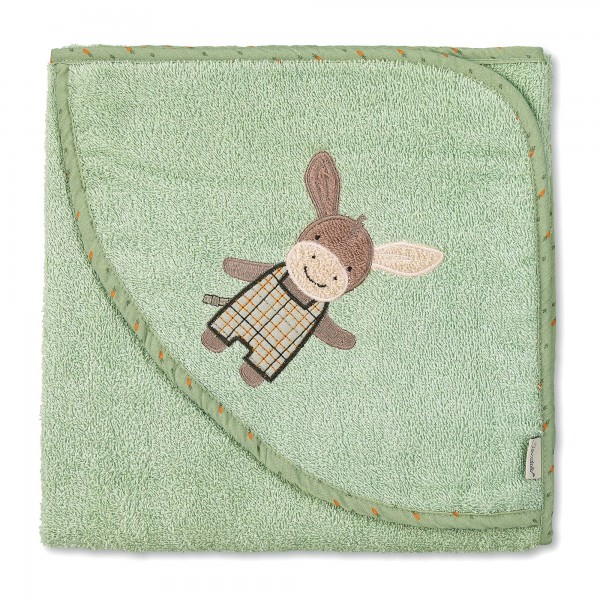 Badetuch 100x100 Esel in Mittelgrün