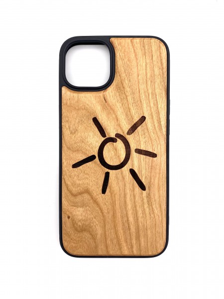 IPhone Hülle aus Holz mit Gravur Grömitzsonne - Kirsche