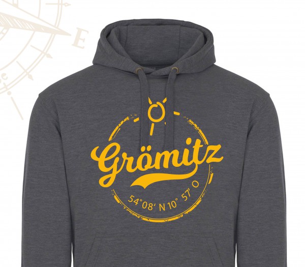 HOODIE - Grau - Grömitz Stempel Aufdruck