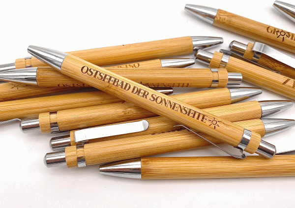 Kugelschreiber aus Holz mit Gravur Ostseebad der Sonnenseite