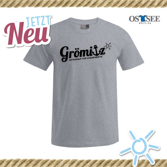 T-Shirt mit Anker Motiv Grömitz Grau