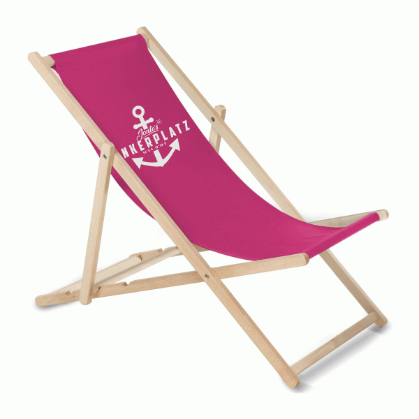 Ankerplatz Liegestuhl aus Holz mit Wunschnamen - Pink