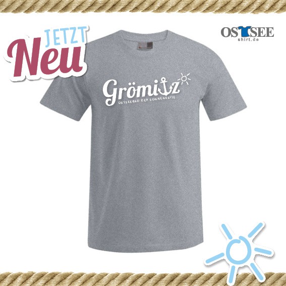 T-Shirt mit Anker Motiv Grömitz Grau