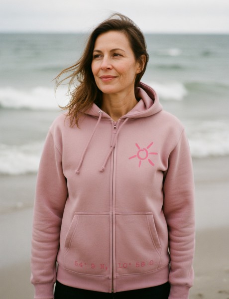 ORGANIC ZIPPED HOOD MIT SONNE - Soft Rosa