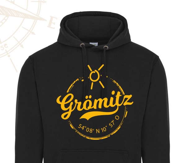 HOODIE - Schwarz - Grömitz Stempel Aufdruck