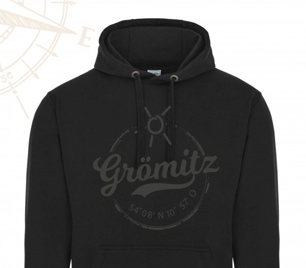 HOODIE - Schwarz - Grömitz Stempel Aufdruck