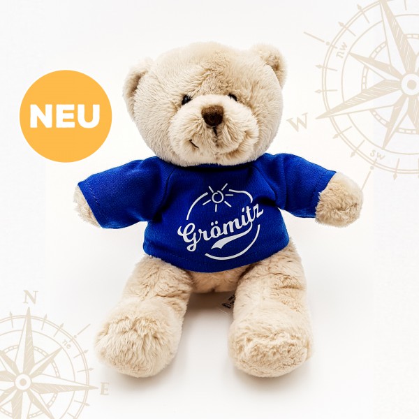 Grömitz Teddybär Braun mit blauem T-Shirt