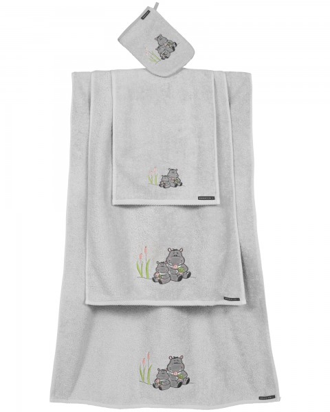 Morgenstern Frottiertücher Hippo Family - Grau