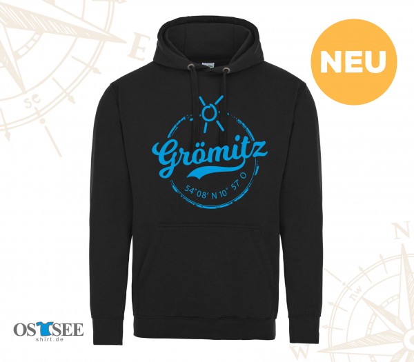 HOODIE - Schwarz - Grömitz Stempel Aufdruck