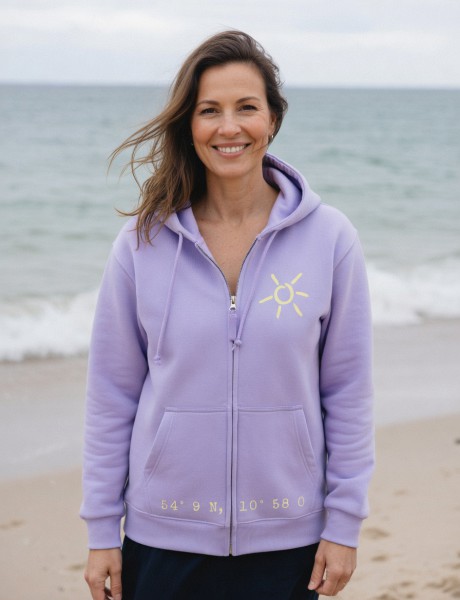ORGANIC ZIPPED HOOD MIT SONNE - Flieder