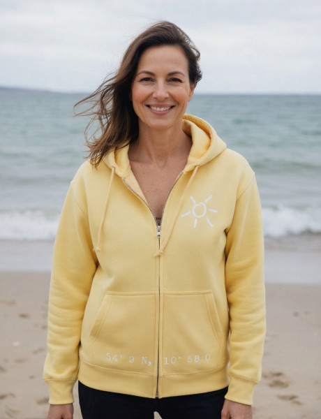 ORGANIC ZIPPED HOOD MIT SONNE - Wüstensand