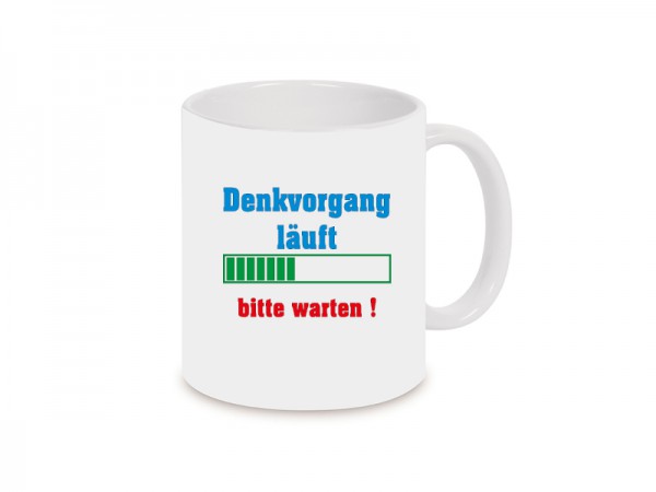 Denkvorgang läuft Becher