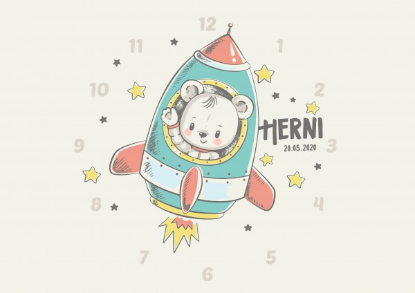 Uhr zur Geburt - Henri- Personalisierbar