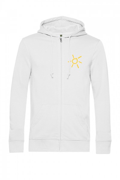 ORGANIC ZIPPED HOOD MIT SONNE - White