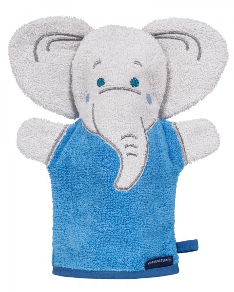 Waschhandschuh Elefant Blau