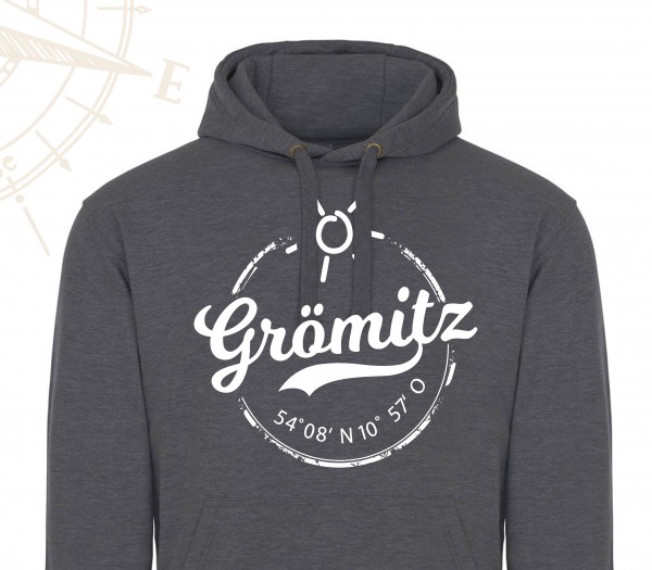 HOODIE - Grau - Grömitz Stempel Aufdruck