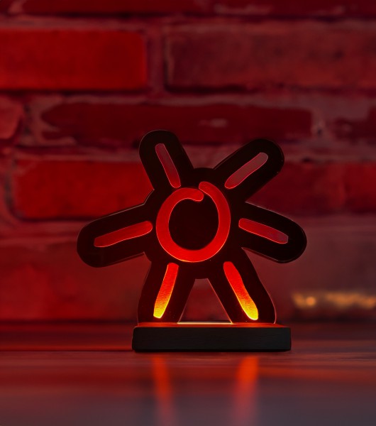 Rabattaktion! Leuchtschild | Grömitz-Sonne | LED-Lampe | Holzfuß